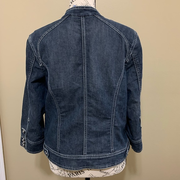 Chico's Platinum Rhinstone Jean Jacket Size Medium - Picture 5 of 12